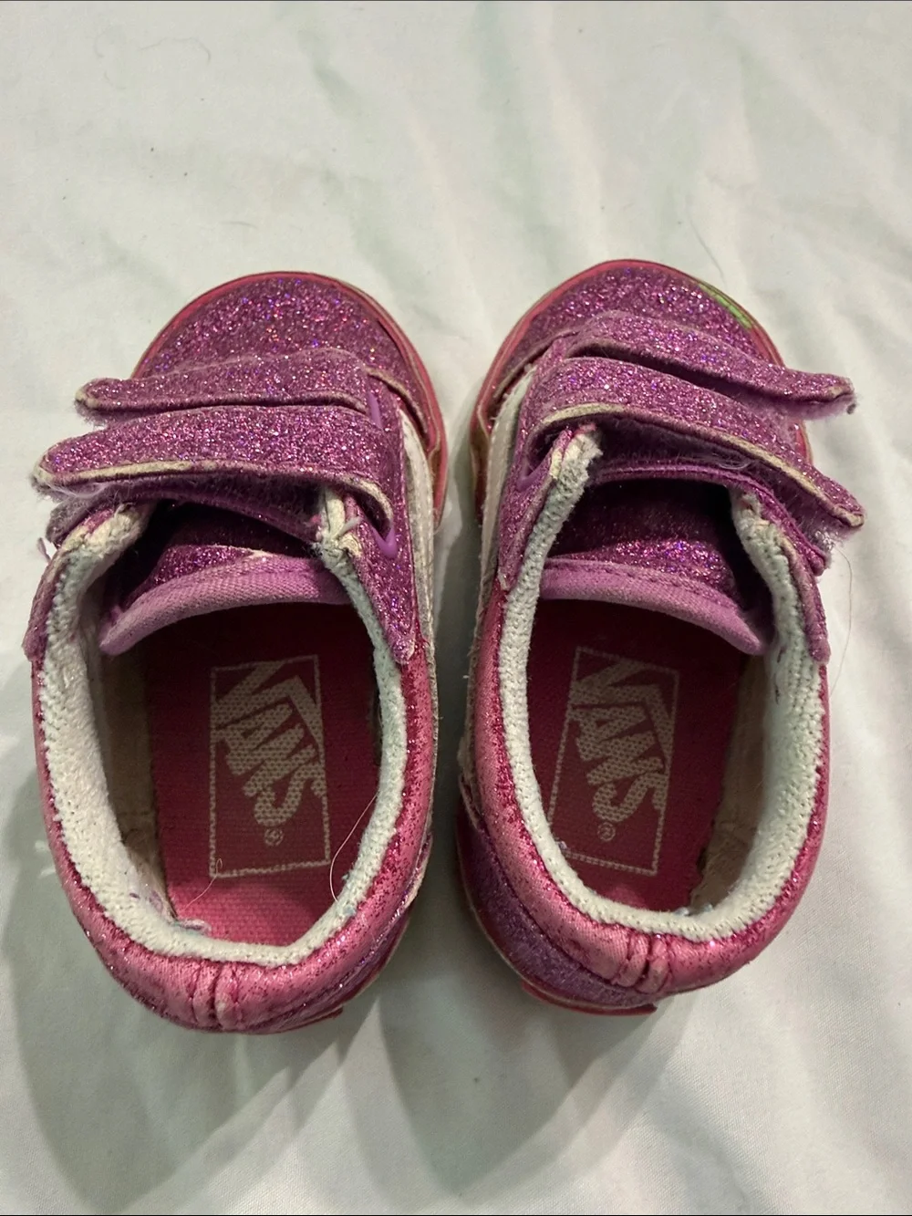 Vans Kids Glitter Low Top Sneakers - Purple Pink with Rainbow Sole